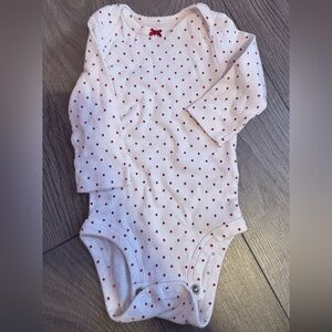 Carter's White Long-Sleeve One-Piece with Red Polka Dots